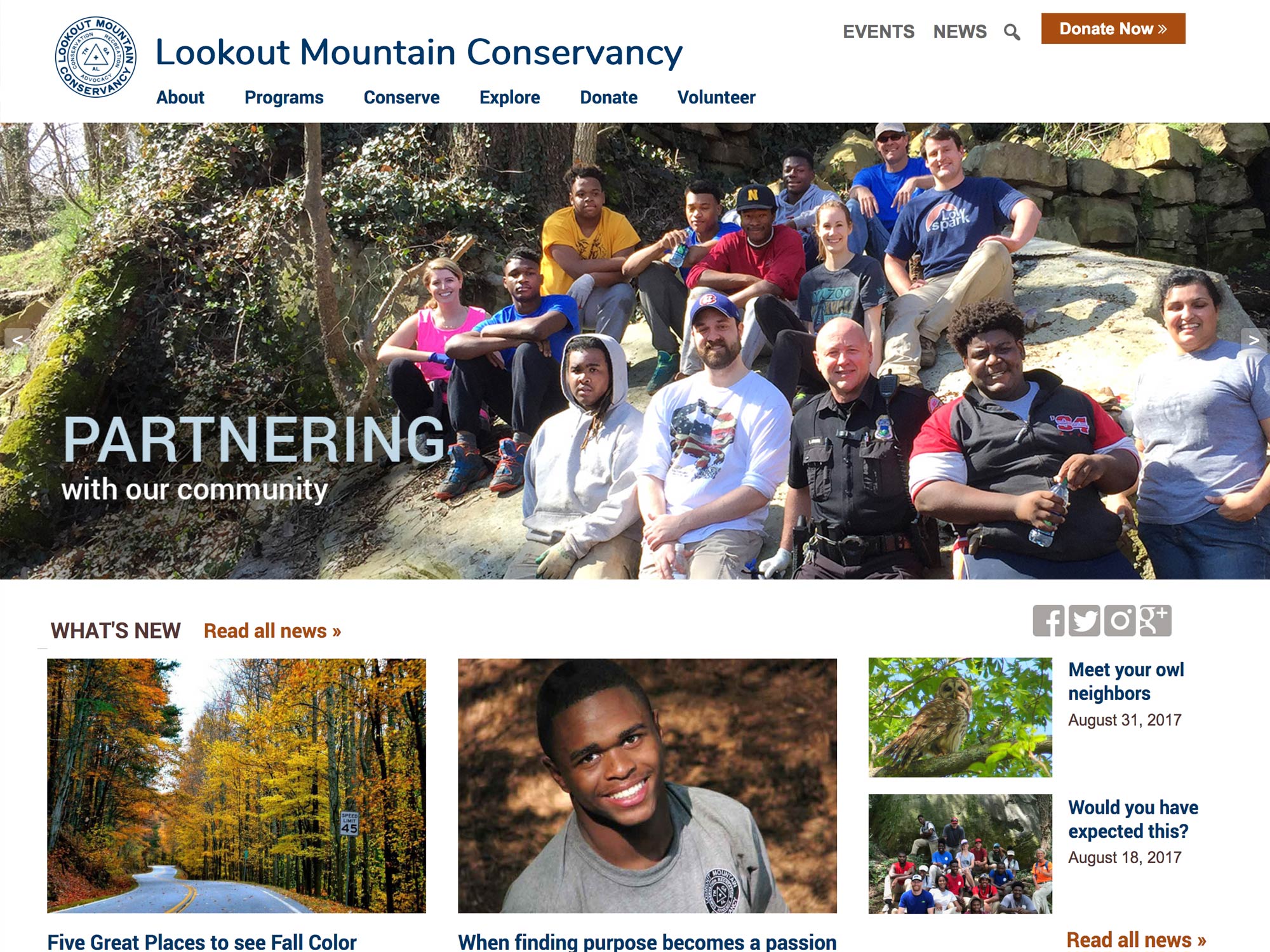 Lookout Mountain Conservancy website homepage